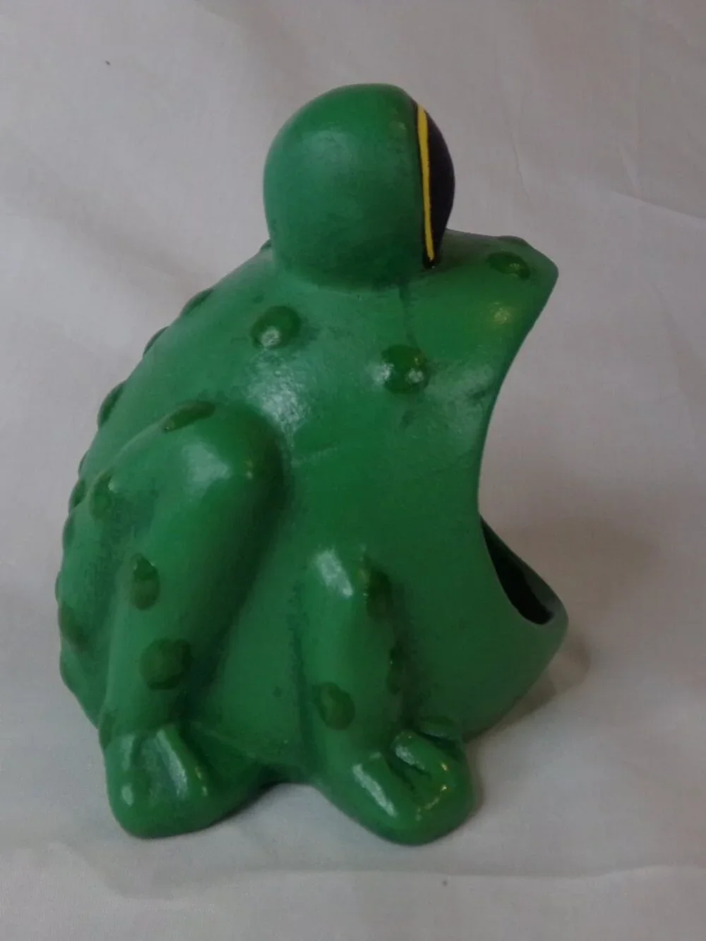 Vintage Ceramic Frog Scrub Scrubby Kitchen Sponge Holder Green Wide Mouth Open